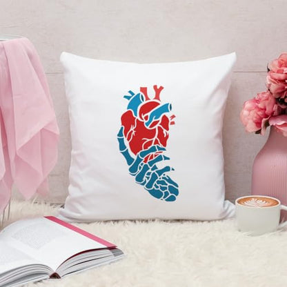 FINGERINSPIRE Hand Skeleton Painting Stencil with 1Pc Plastic Paint Brush 8.3x11.7 inch Plastic Skeleton Hand with Heart Pattern Stencil Reusable Skeleton Hand Stencil for DIY Projects and Crafts - color: Skeleton Hand with Heart