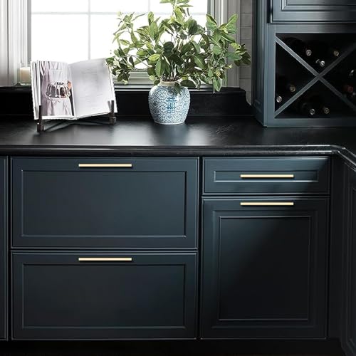 FILTA 10 Pack 6.3 Inch(160mm) Hole Centers Brushed Brass Cabinet Pulls,Stylish Kitchen Cabinet Handles Zinc Alloy Gold Cabinet Hardware for Cabinets Cupboard Handles Drawer Pulls - color: Brushed Brass, size: 6.3" Hole Center, style: 10pack