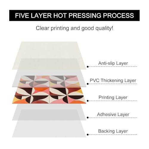 HOMETITUTE Retro Abstract Color Block Peel Stick Floor 12x12 Vinyl - color: Multicolor#11