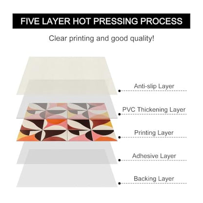 HOMETITUTE Retro Abstract Color Block Peel Stick Floor 12x12 Vinyl - color: Multicolor#11
