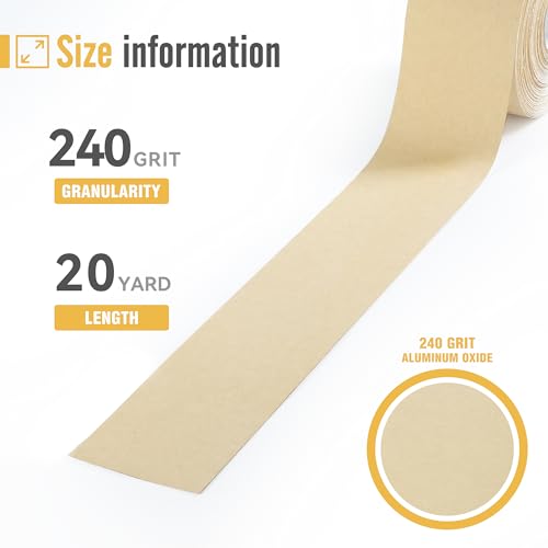 240 Grit Sandpaper Roll 20 Yard Long Continuous Roll,2-3/4” Wide Adhesive Backed Sandpaper Roll Sanding Sheets for Automotive,Woodworking,Hand Sanding Blocks - style: 240Grit