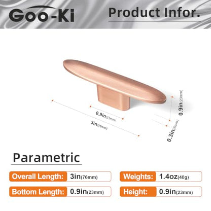Goo-Ki 6 Pack Cabinet Knobs Brushed Copper Drawer Knobs Solid Zinc Alloy Kitchen Hardware - Modern Single Hole/Screw Cabinet Pulls Dresser Handles,1751HL-DD - color: Brushed Copper, size: 3" Full Length