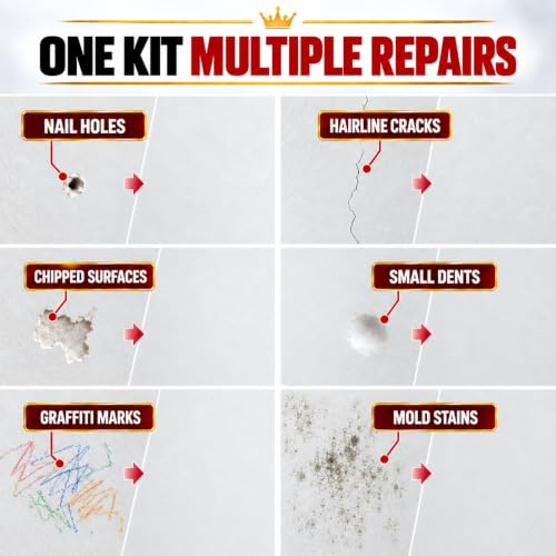 Drywall Repair Kit, 2 Pack Wall Mending Agent, Wall Spackle Paste with Scraper, White Plaster Effortlessly Fixes Small Holes and Cracks