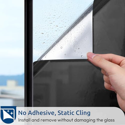 rabbitgoo Window Privacy Film One Way, 17.5" x 157.4", Black Silver - color: Black-silver, size: 17.5" x 157.4"