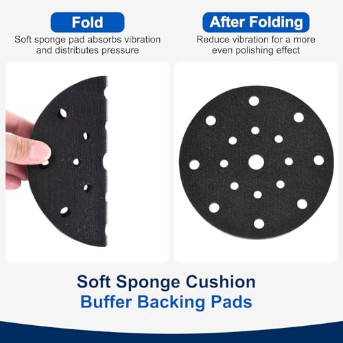 5Pcs 6 Inch Interface Pads, 17 Hole Foam Sanding Pads - size: 17 Hole