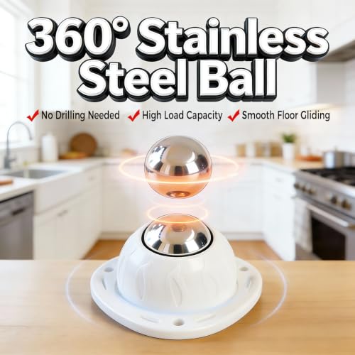 Heavy Duty Self Adhesive Furniture Casters 4 Pack Stick-On Swivel Wheels - color: White-4