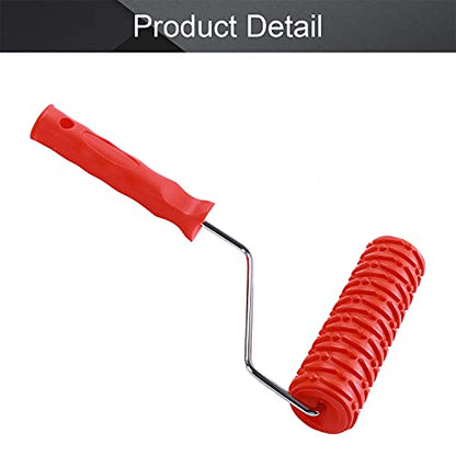 Utoolmart 7" Home Wall Rubber Paint Roller 175mm Wooden Grain Painting Roller with Plastic Handle 1Pcs - size: EG089T