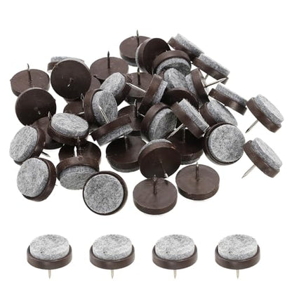 PATIKIL 28 mm Nail-on Felt Pads 40Pcs Round Felt Furniture Sliders Brown - color: Brown, size: 28 mm