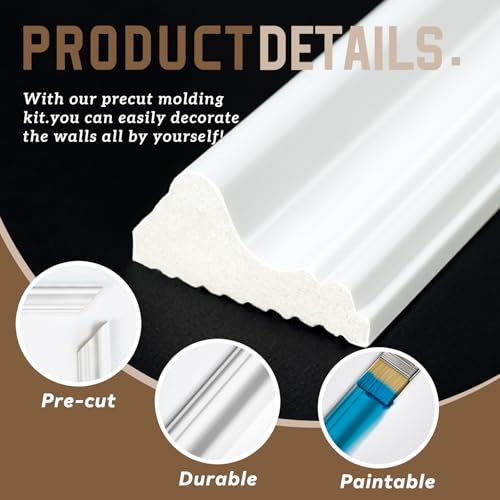 Peel and Stick Wall Molding Kit, Accent Wall Panels for Interior Wall Decor with Double-Sided Tape, 3 Set Pre-Cut PS Wainscoting Panels (20 * 20 in) - size: 20x20, style: T40-2