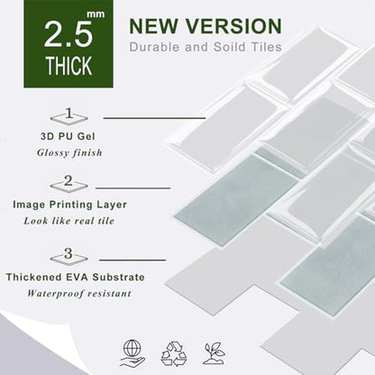 STICKGOO 10-Sheet Backsplash Peel and Stick Subway Tile(Thicker Design) - color: Gray