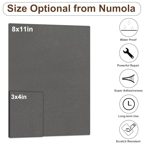 Numola Leather Repair Patch, 8×11 Inch Self-Adhesive Gray - color: Gray, size: 8×11inch