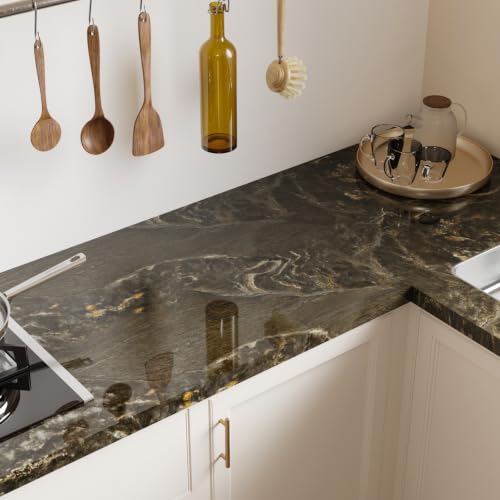 Glossy Brown Marble Wallpaper for Kitchen Marble Contact Paper