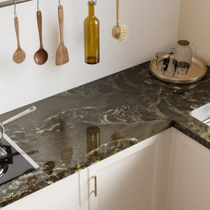 Glossy Brown Marble Wallpaper for Kitchen Marble Contact Paper