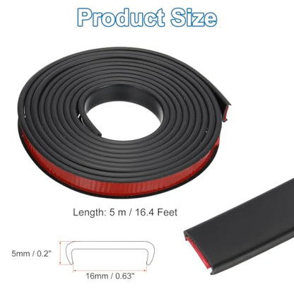 PATIKIL TPE U-Shape Edge Banding, 5/8 Inch x 16.4ft Self Adhesive Flexible Veneer Edging Trim Furniture Edge Protector for Shelf Cabinet Table Repair Restoration, Black - size: 16.4Ft x 0.63"