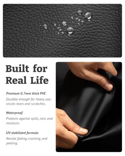 Faux Leather Fabric - Upholstery Fabric by the Yard - Waterproof Vinyl Fabric - PVC Leather Sheets for Upholstery, Sofa, Handbags, Boat, Car, Sewing & DIY Crafts - 36"x54", Black - color: Black, size: 1 Yard (54 x 36 inch)