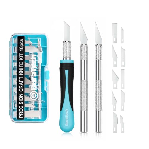 DURATECH 16-Piece Exacto Knife Set for Crafting, Modeling, Pumpkin Carving