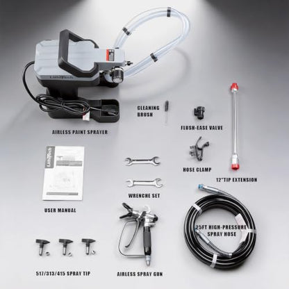 750W Airless Paint Sprayer Kit, Thinning-Free and Quick-Clean