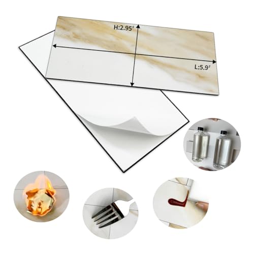 AULIGET 100-Piece Calacatta Gold Marble Look Peel and Stick Backsplash Wall Tiles, 3" x 6" Faxu Stone PVC Stick on Tile for Backsplash Kitchen, Bathroom, Laundry Room, Camper, Fireplace - color: Calacatta Gold