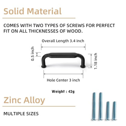 Goo-Ki 6 Pack 3 in (76mm) Hole Center Cabinet Pulls Matte Black Zinc Alloy Kitchen Drawer Pulls Drawer Handles 3.45 Inch Length 2202-B-76 - color: Matte Black, size: 3 Inch Hole Centers