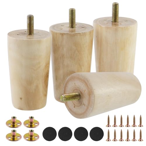 Geesatis 3" Wooden Table Legs,4Pcs Natural Finish Wood Furniture Legs - color: Natural, size: 3inch