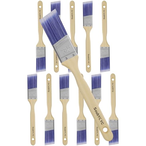 Paint Brushes - 12 Pack, 1.5" Angle Brushes, Paint Brush Set, Paint Brushes for Walls, Stain & All Oil Paints - Home Improvement - Interior & Exterior Use - color: 12-piece, size: 1.5"