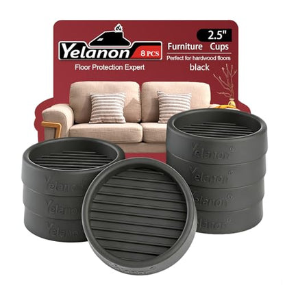 Non Slip Furniture Pads for Hardwood Floors -Yelanon 8Pcs 2.5” Coasters Cup - color: 8pcs2.5"round Black
