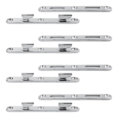 4PCS 5Inch Bed Rail Fasteners, Metal Bed Rail Brackets with Hooks, Heavy Duty Bed Frame Connectors, Replacement Parts for Wood Headboard and Side Rail (Silver)