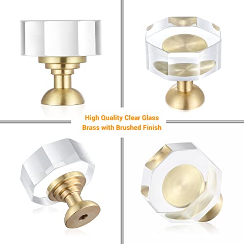 Guank 2-Pack 1-1/4-Inch Gold knob Dresser knobs White Cabinet Glass Crystal knobs Brass Drawer Polygonal Dresser Pulls, Drawer pulls - color: Polygonal-1.2inch, size: 2 Pack