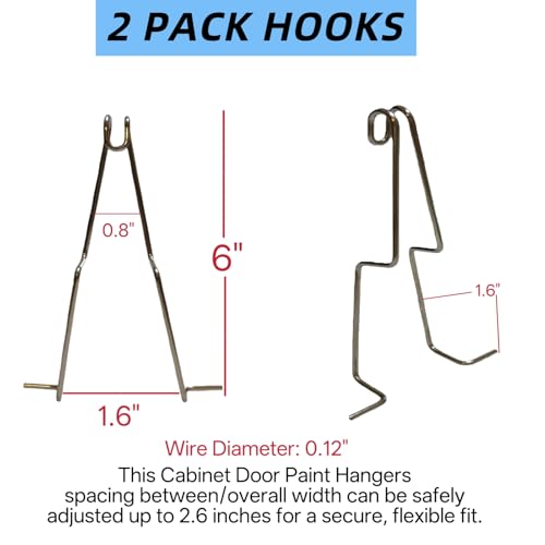 2 Pack 6" Cabinet Door Painting Hangers, Anti-Drop Spray Hooks - color: 2 Pack