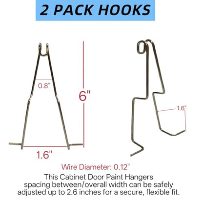 2 Pack 6" Cabinet Door Painting Hangers, Anti-Drop Spray Hooks - color: 2 Pack