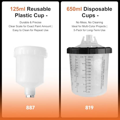 819 HVLP Air Spray Gun Kits, 2Pcs Large/Small Automotive Paint Gun 4Nozzles