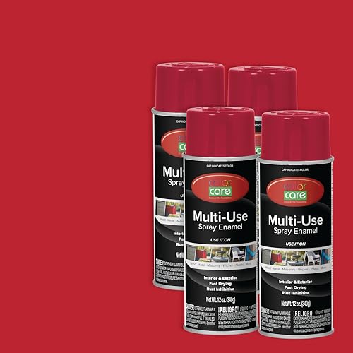 Spray Paint, 12 oz, 4-Pack (Gloss Ruby Red) – All-Purpose, Indoor & Outdoor, Rust Resistant, for Wood, Metal, Plastic & Masonry - color: Ruby Red