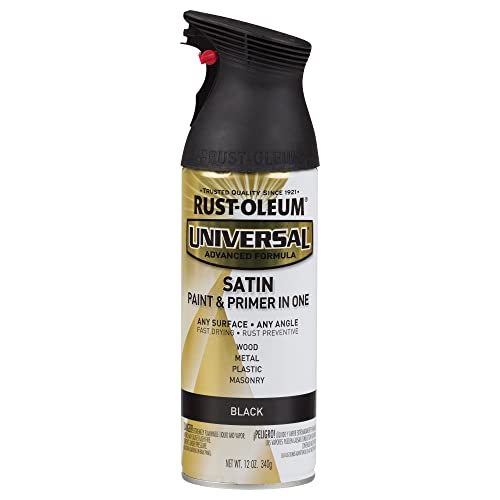 Rust-Oleum Universal All Surface Spray Paint, Satin Black - color: Black, size: 12 Ounce (Pack of 1)