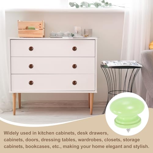 uxcell 8Pcs Round Wood Drawer Knob, 1.26" x 0.98" Self-Tapping Solid Wood Handle Round Cabinet Knob Mushroom Shape Wooden Knobs for Furniture Dresser Wardrobe, Green - color: Green, size: 1.26" x 0.98"