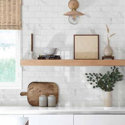 Vamos Tile 100-Pack Peel and Stick Backsplash Tile, 3''x6'' Subway Tile - color: Statury White