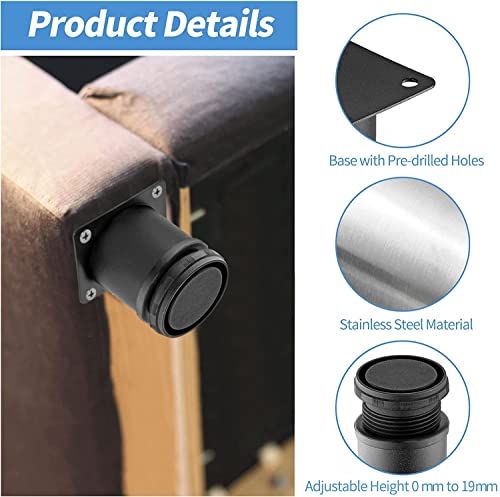 Stainless Steel Adjustable Furniture Legs 2.5 Inch - Black - 4pcs - color: Black, size: 2.5"