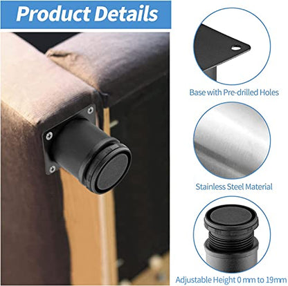 Stainless Steel Adjustable Furniture Legs 2.5 Inch - Black - 4pcs - color: Black, size: 2.5"