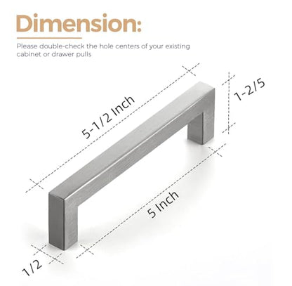 Ravinte Brushed Nickel Square Cabinet Handles Drawer Pulls,5 Inch,30 Pack - color: Brushed Nickel
