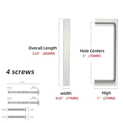 Brushed Satin Nickel Kitchen Cabinet Pulls 3 Inch 10 Pack - color: Brushed Satin Nickel, size: 3'' Hole Center(76mm)