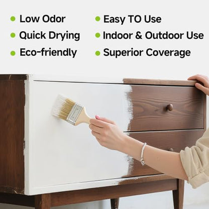 Wood Paint for Furniture, Durable Cabinet Countertop Paint Easy Application for DIY Projects, Wood, Metal, Home Decor and More(32OZ, White with Tools)