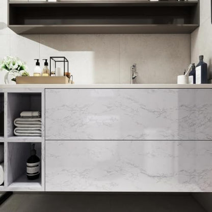 CAX Peel and Stick Wallpaper White Marble Contact Paper for Countertop - color: White and Gery, size: 23.6" x 472"