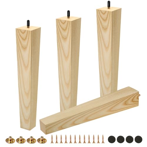 FoDau770 Square Furniture Legs 14 Inch, Ash Wood Legs with 5/16"-18 Bolts - size: 14 Inch