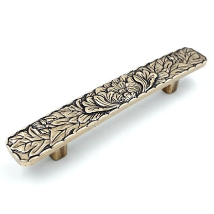 JETLAND Bridged Drawer Cabinet Pulls, 6-Pack Antique Brass 3" Hole Centers, Antique Peony Solid Cast, TG0115AB076 - color: Antique Brass, size: 3 Inch Hole Centers