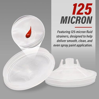LAUCO Disposable Spray Gun Paint Cups Kit – 50 Pack Liners & Lids with 125 Micron Strainer, Hard Cup, Retainer Ring & Plugs (200ml / 6oz) 25982 - size: 200ml / 6oz