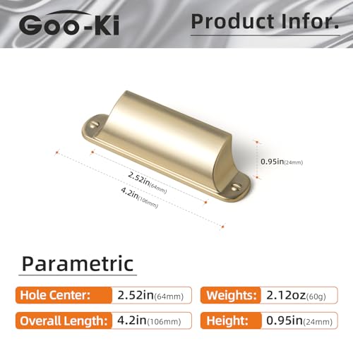 Goo-Ki 6 Pack Cup Pulls for Cabinet & Drawer, 2.52" (64mm) c-c Champagne Bronze Zinc Alloy Cup Handles Modern Kitchen Hardware - color: Champagne Bronze, size: 2.52 Inches Center-Center