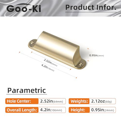 Goo-Ki 6 Pack Cup Pulls for Cabinet & Drawer, 2.52" (64mm) c-c Champagne Bronze Zinc Alloy Cup Handles Modern Kitchen Hardware - color: Champagne Bronze, size: 2.52 Inches Center-Center