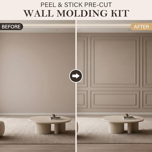Pangda 3 Set Peel and Stick Wall Molding Kit Panel, 23x79.3in+48x79.3in - size: 23x79.3in+48x79.3in