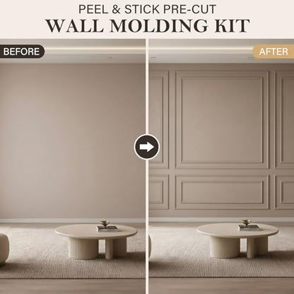 Pangda 3 Set Peel and Stick Wall Molding Kit Panel, 23x79.3in+48x79.3in - size: 23x79.3in+48x79.3in