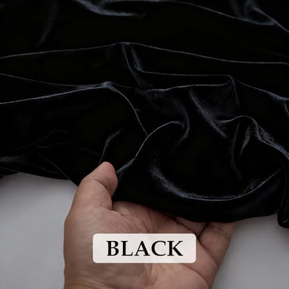 Black 2‑Way Stretch Velvet Fabric 1 Yard 60 Inch Wide - color: Black, size: 1 Yard