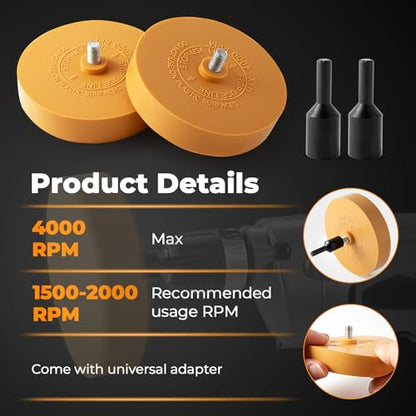 Gomake Eraser Wheel Decal Remover Tool Kit Rubber Eraser Wheel for Drill - size: 2 Pack Solid
